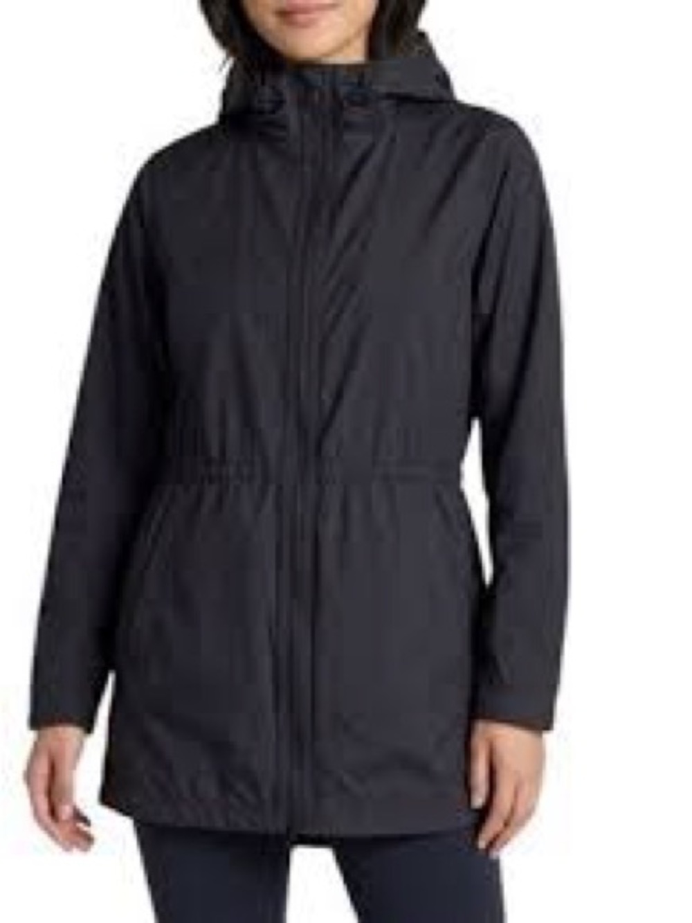 Eileen Fisher Black Hooded Anorak Trench Coat